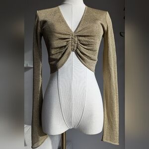 Zeynep Arcay Cropped Glitter Top